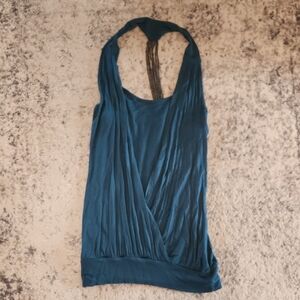 Studio Y Teal Halter Draped Camisole